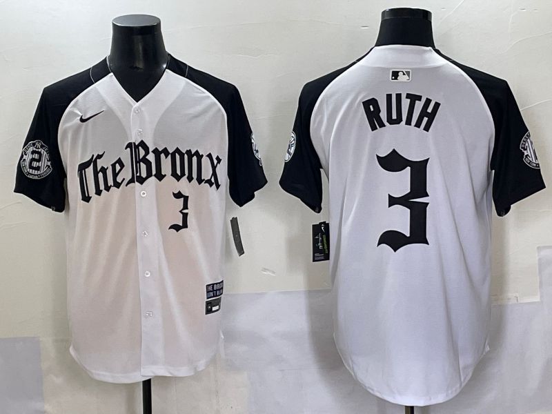 Men 2025 New York Yankees #3 Ruth White black Five generations Joint Name Nike MLB Jersey style 54